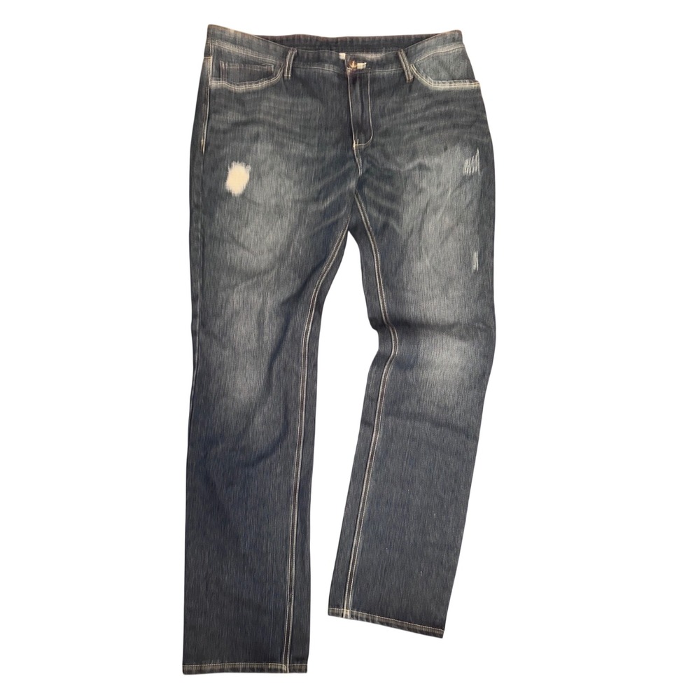 Gray Earth Mens Distressed Straight Leg Jeans Blue Dark Wash Size 40 34 RN139169